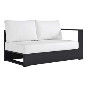 Maklaine Contemporary Modular Right-Facing Loveseat in Gray White