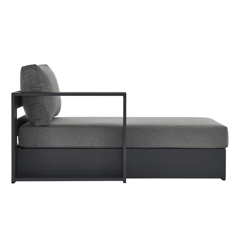 Maklaine Contemporary Modular Left-Facing Chaise Lounge in Gray Charcoal