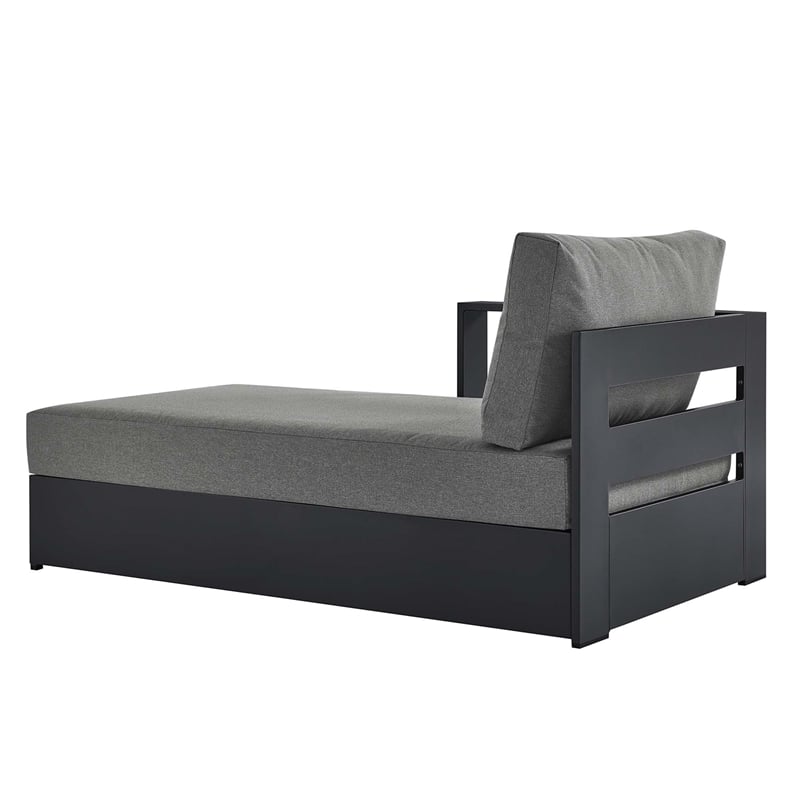 Maklaine Contemporary Modular Left-Facing Chaise Lounge in Gray Charcoal