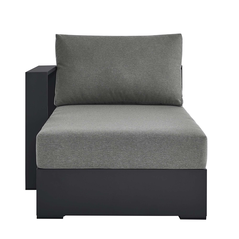 Maklaine Contemporary Modular Left-Facing Chaise Lounge in Gray Charcoal