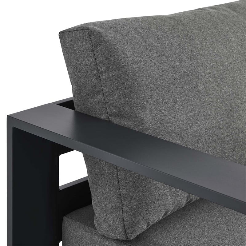 Maklaine Contemporary Modular Left-Facing Chaise Lounge in Gray Charcoal