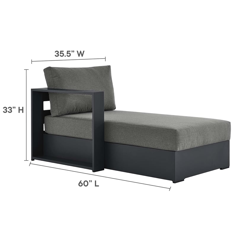 Maklaine Contemporary Modular Left-Facing Chaise Lounge in Gray Charcoal