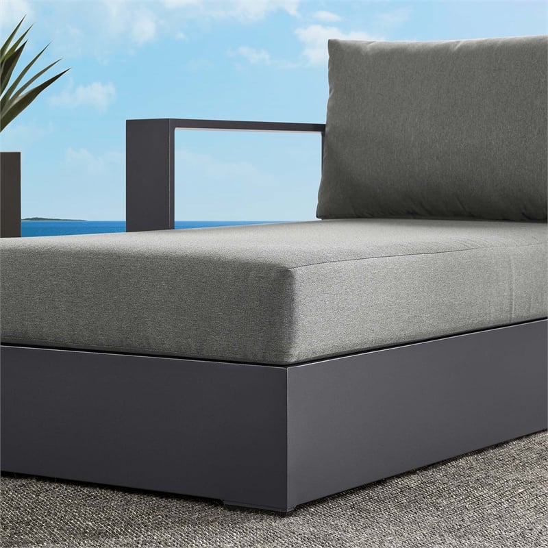 Maklaine Contemporary Modular Left-Facing Chaise Lounge in Gray Charcoal