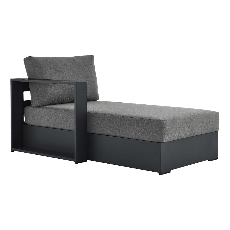 Maklaine Contemporary Modular Left-Facing Chaise Lounge in Gray Charcoal