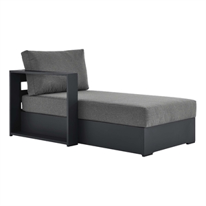 Maklaine Contemporary Modular Left-Facing Chaise Lounge in Gray Charcoal