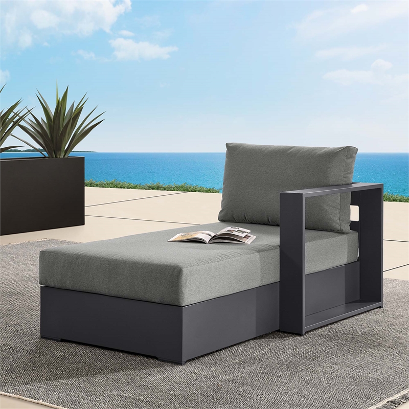 Maklaine Modular Right-Facing Chaise Lounge in Gray Charcoal