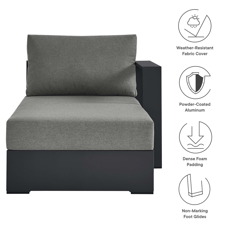 Maklaine Modular Right-Facing Chaise Lounge in Gray Charcoal