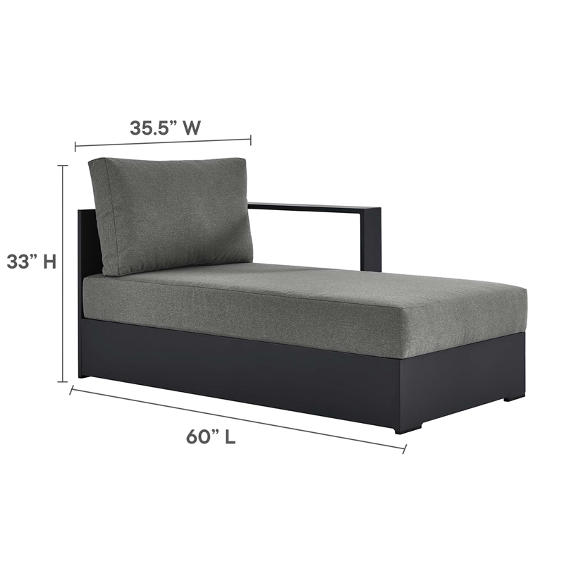 Maklaine Modular Right-Facing Chaise Lounge in Gray Charcoal