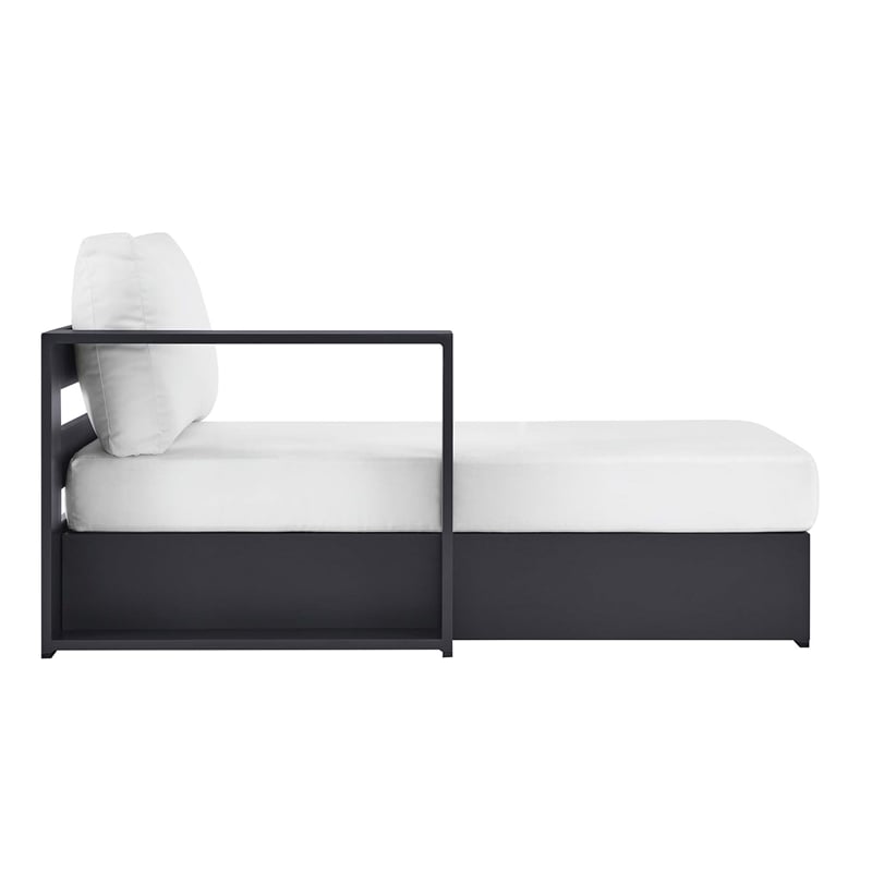Maklaine Contemporary Modular Left-Facing Chaise Lounge in Gray White