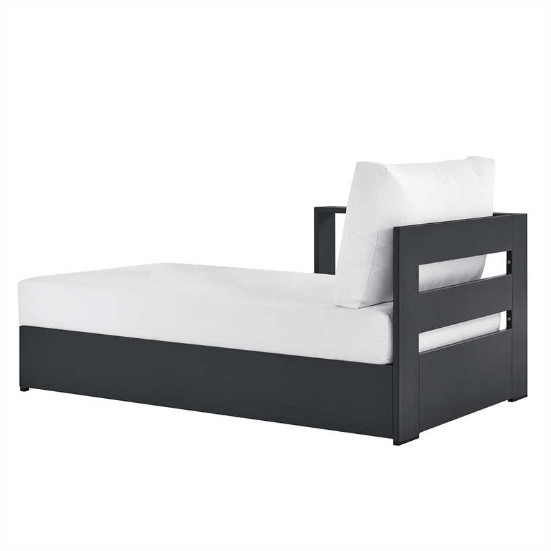 Maklaine Contemporary Modular Left-Facing Chaise Lounge in Gray White