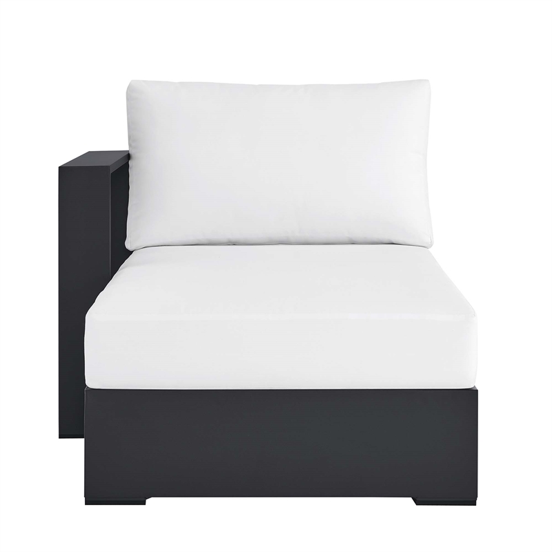 Maklaine Contemporary Modular Left-Facing Chaise Lounge in Gray White