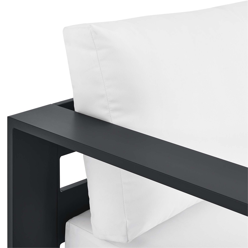 Maklaine Contemporary Modular Left-Facing Chaise Lounge in Gray White