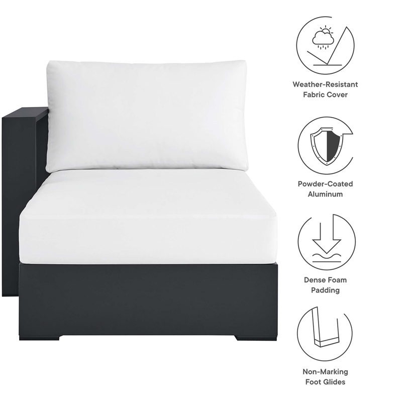 Maklaine Contemporary Modular Left-Facing Chaise Lounge in Gray White