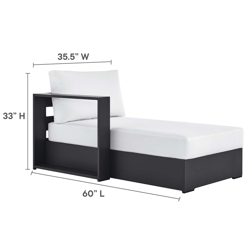 Maklaine Contemporary Modular Left-Facing Chaise Lounge in Gray White