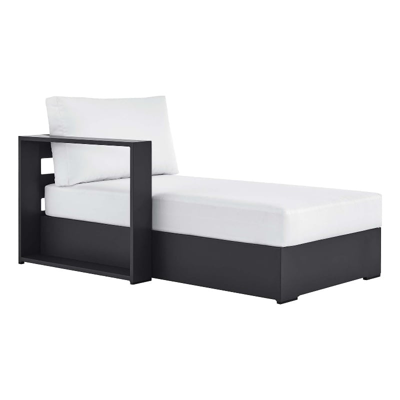 Maklaine Contemporary Modular Left-Facing Chaise Lounge in Gray White