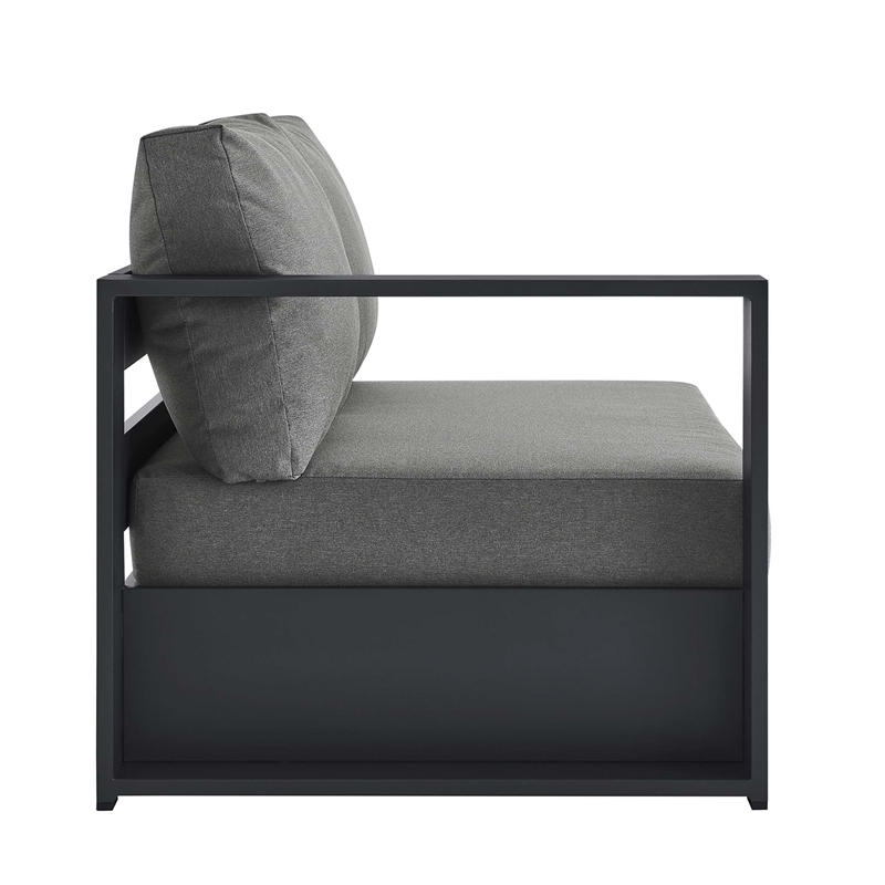 Maklaine Contemporary Modular Left-Facing Loveseat in Gray Charcoal