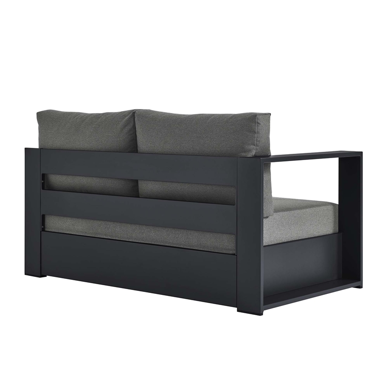 Maklaine Contemporary Modular Left-Facing Loveseat in Gray Charcoal