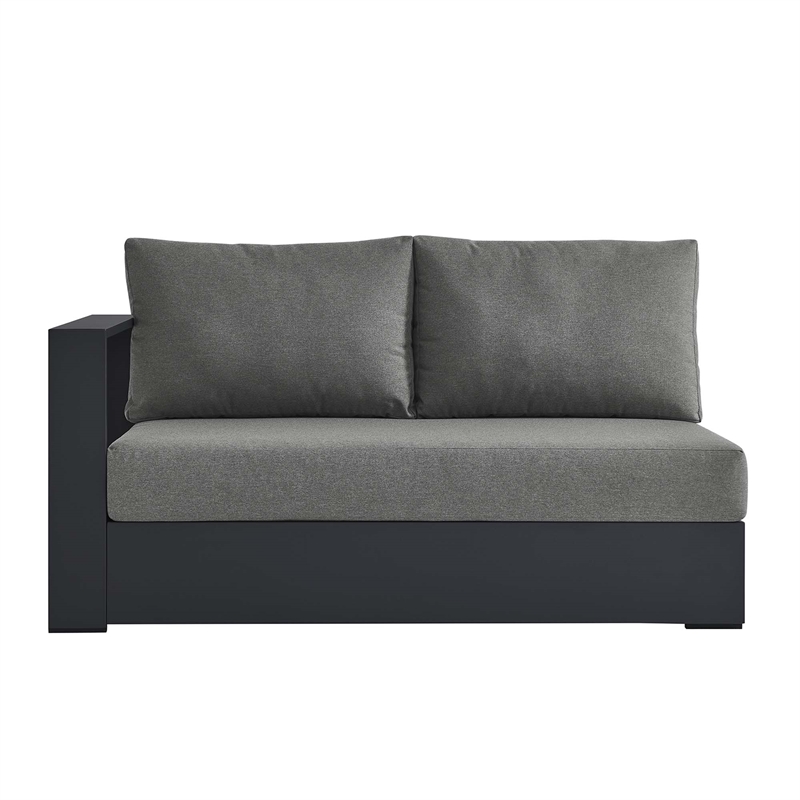 Maklaine Contemporary Modular Left-Facing Loveseat in Gray Charcoal