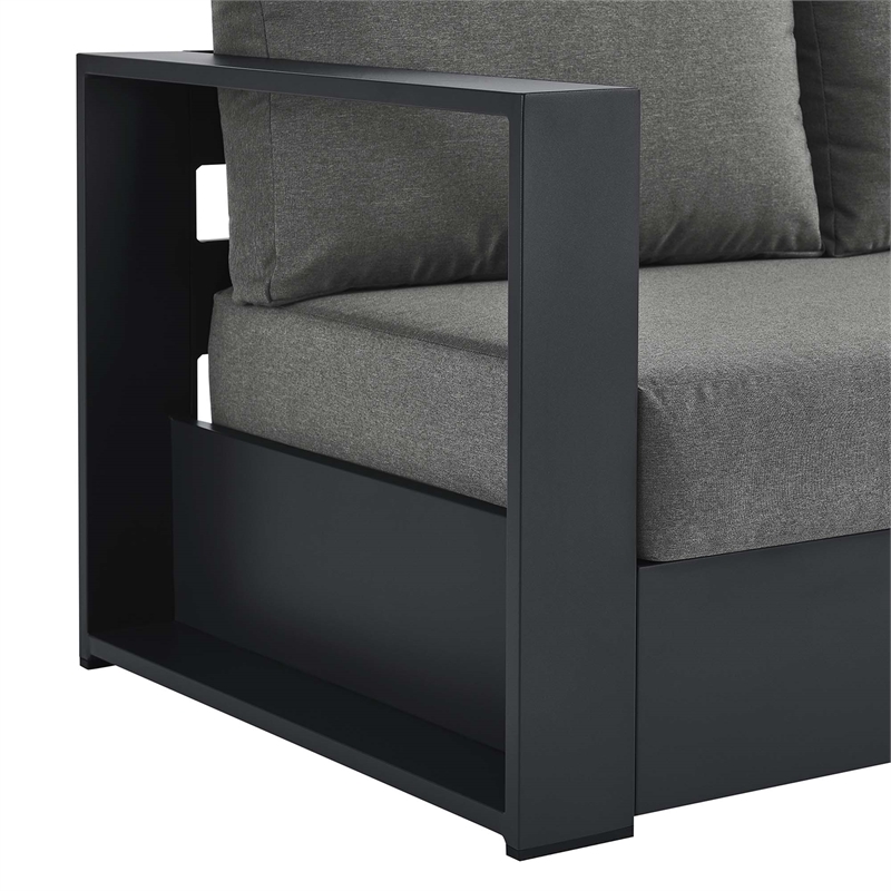 Maklaine Contemporary Modular Left-Facing Loveseat in Gray Charcoal