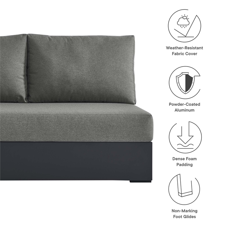 Maklaine Contemporary Modular Left-Facing Loveseat in Gray Charcoal