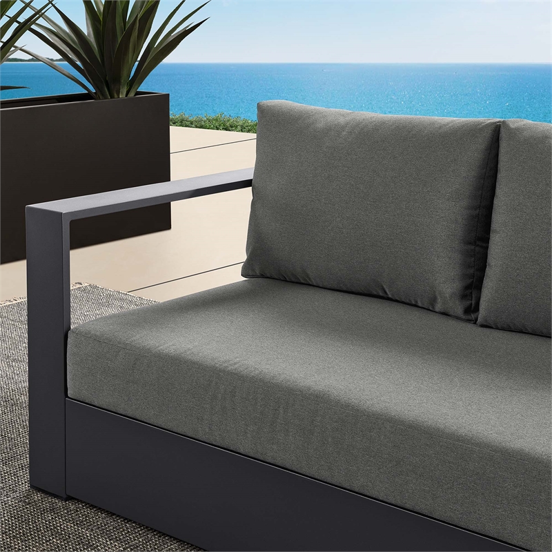 Maklaine Contemporary Modular Left-Facing Loveseat in Gray Charcoal
