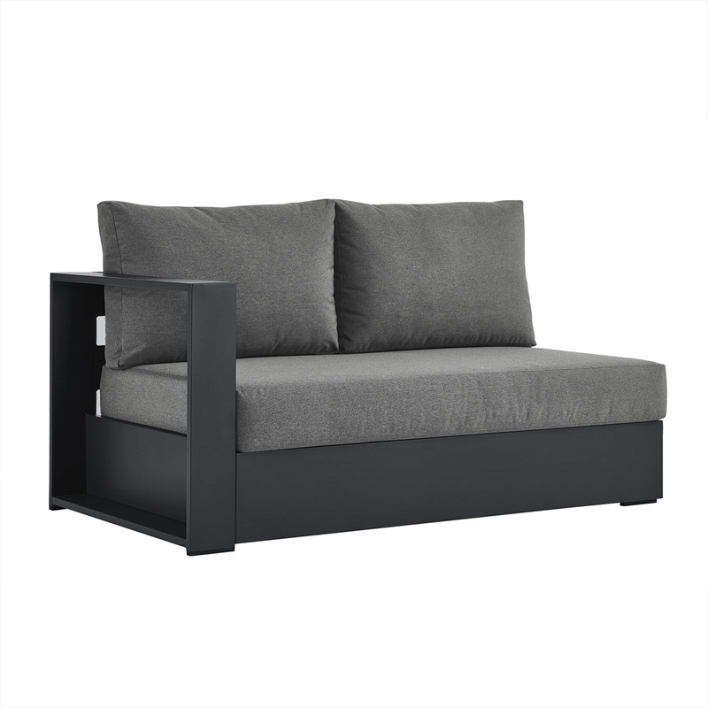 Maklaine Contemporary Modular Left-Facing Loveseat in Gray Charcoal