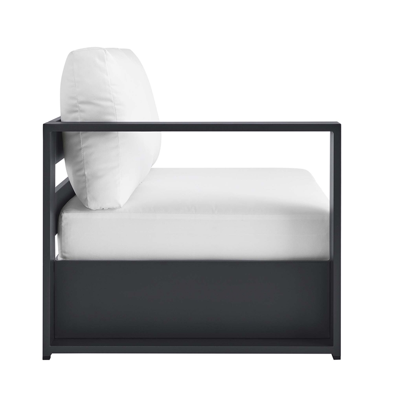 Maklaine Contemporary Modular Left-Facing Loveseat in Gray White