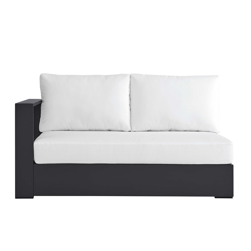 Maklaine Contemporary Modular Left-Facing Loveseat in Gray White