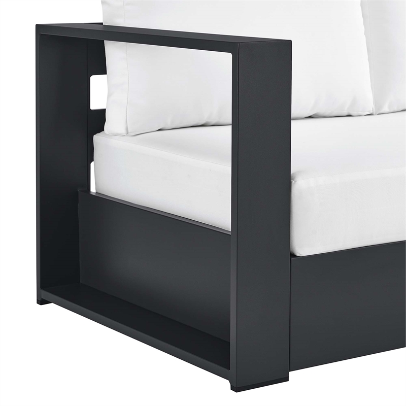 Maklaine Contemporary Modular Left-Facing Loveseat in Gray White