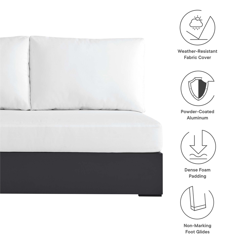 Maklaine Contemporary Modular Left-Facing Loveseat in Gray White