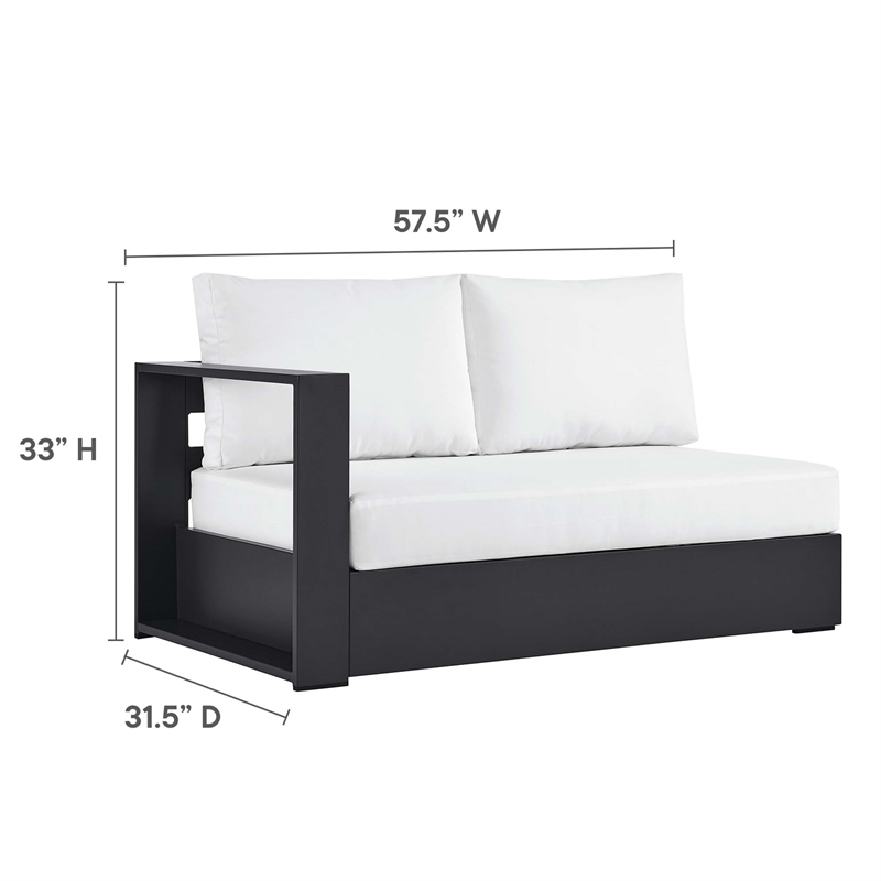 Maklaine Contemporary Modular Left-Facing Loveseat in Gray White