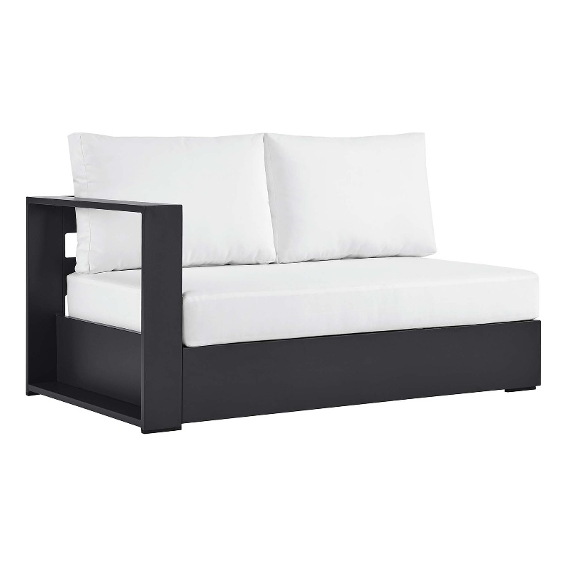 Maklaine Contemporary Modular Left-Facing Loveseat in Gray White