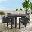 Maklaine Contemporary Powder-Coated Aluminum Dining Set in Gray Charcoal