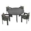 Maklaine Contemporary Powder-Coated Aluminum Dining Set in Gray Charcoal