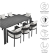 Maklaine Contemporary Powder-Coated Aluminum Dining Set in Gray White
