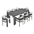 Maklaine Contemporary Powder-Coated Aluminum Dining Set in Gray White
