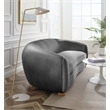 Maklaine Contemporary Performance Velvet Sofa in Charcoal/Natural