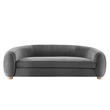 Maklaine Contemporary Performance Velvet Sofa in Charcoal/Natural