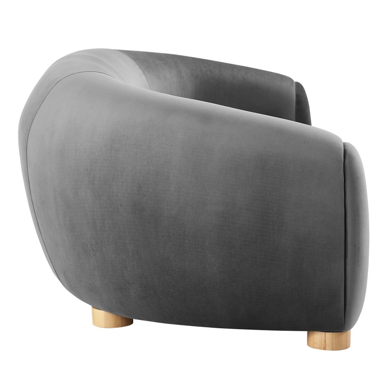 Maklaine Contemporary Performance Velvet Sofa in Charcoal/Natural