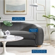 Maklaine Contemporary Performance Velvet Sofa in Charcoal/Natural