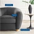 Maklaine Modern Performance Velvet Armchair in Charcoal/Natural