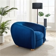 Maklaine Contemporary Performance Velvet Armchair in Navy/Natural