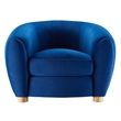 Maklaine Contemporary Performance Velvet Armchair in Navy/Natural