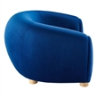 Maklaine Contemporary Performance Velvet Armchair in Navy/Natural