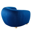 Maklaine Contemporary Performance Velvet Armchair in Navy/Natural
