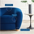 Maklaine Contemporary Performance Velvet Armchair in Navy/Natural
