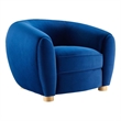 Maklaine Contemporary Performance Velvet Armchair in Navy/Natural