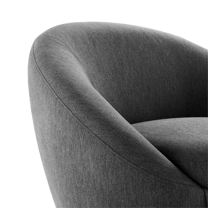 Maklaine Contemporary Upholstered Fabric Swivel Chair in Black/Charcoal