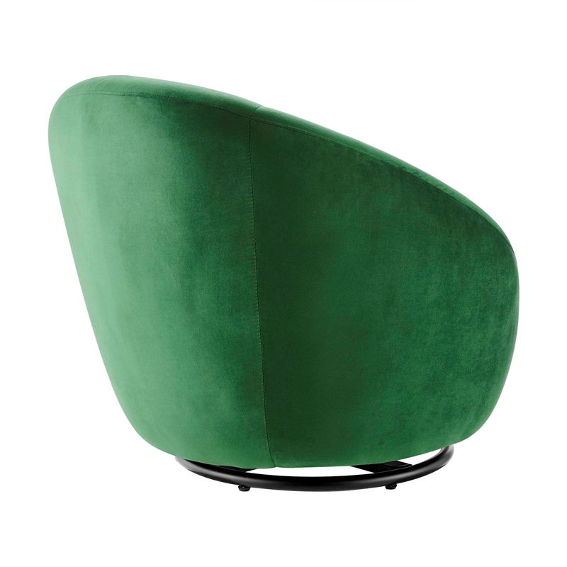 Maklaine Performance Velvet Swivel Chair in Black/Emerald Green