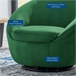 Maklaine Performance Velvet Swivel Chair in Black/Emerald Green